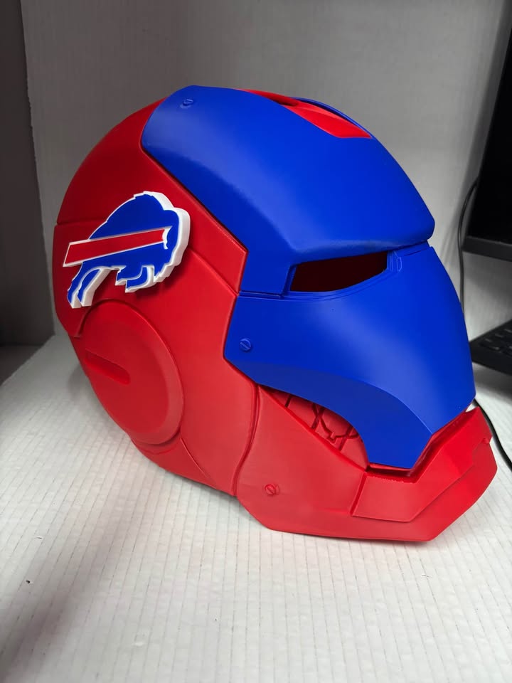 3D PRINTED IRON MAN HELMET (BUFFALO BILLS) 3D PRINTED IRON MAN HELMET (BUFFALO BILLS)