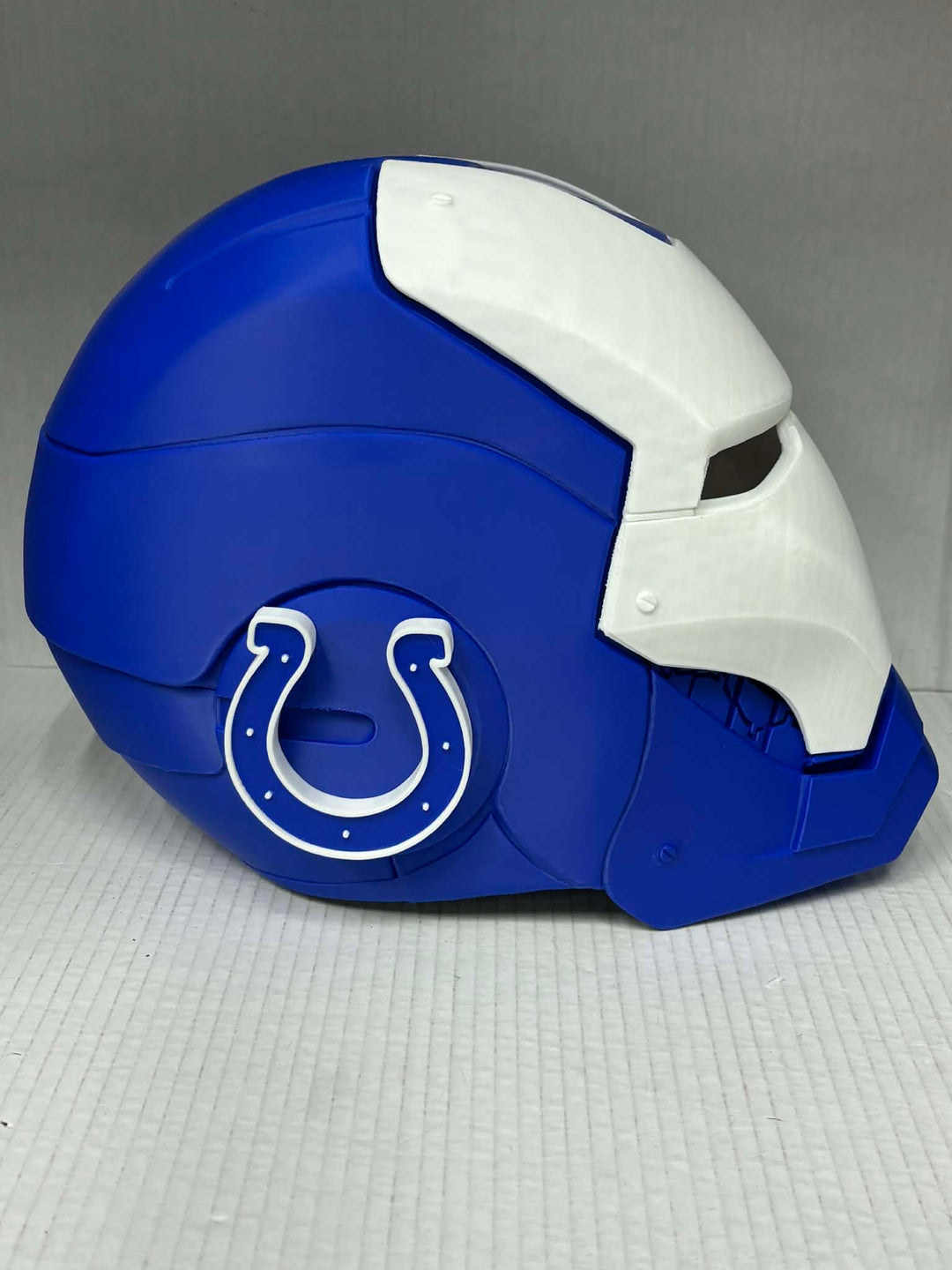 blue iron man motorcycle helmet The Voice Activated MK5 Painted in NFL Teams' Colorways Iron Man MK17 Silver-Black Helmet